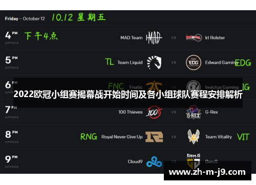 2022欧冠小组赛揭幕战开始时间及各小组球队赛程安排解析